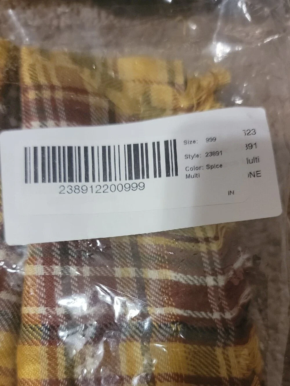 Coldwater Creek Kids Yellow and Brown Plaid Pajama Bottoms